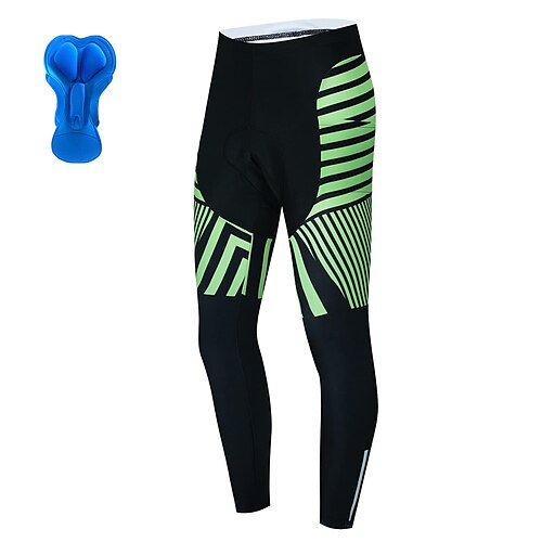 

21Grams Men's Cycling Tights Bike Bottoms Mountain Bike MTB Road Bike Cycling Sports Stripes 3D Pad Cycling Breathable Quick Dry Green Blue Polyester Spandex Clothing Apparel Bike Wear / Stretchy