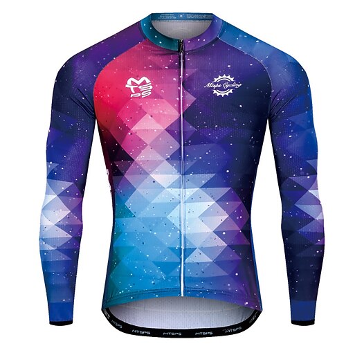 

Men's Women's Cycling Jersey Long Sleeve Bike Top with 3 Rear Pockets Mountain Bike MTB Road Bike Cycling Breathable Quick Dry Reflective Strips Red Blue Galaxy Geometic Spandex Polyester Sports