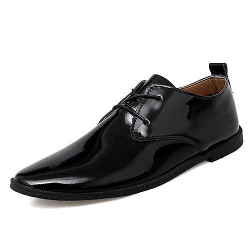 

Men's Oxfords British Style Plaid Shoes Comfort Shoes Casual British Daily Office Career Patent Leather White Black Fall Spring