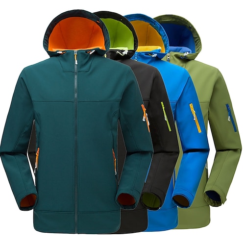 

Men's Hiking Softshell Jacket Waterproof Hiking Jacket Rain Jacket Softshell Winter Outdoor Thermal Warm Waterproof Windproof Warm Outerwear Windbreaker Trench Coat Single Slider Hunting Fishing