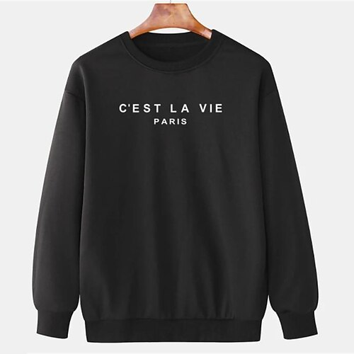 

Men's Sweatshirt Pullover Graphic Patterned Letter Daily Holiday Going out Hot Stamping Casual Streetwear Hoodies Sweatshirts Black