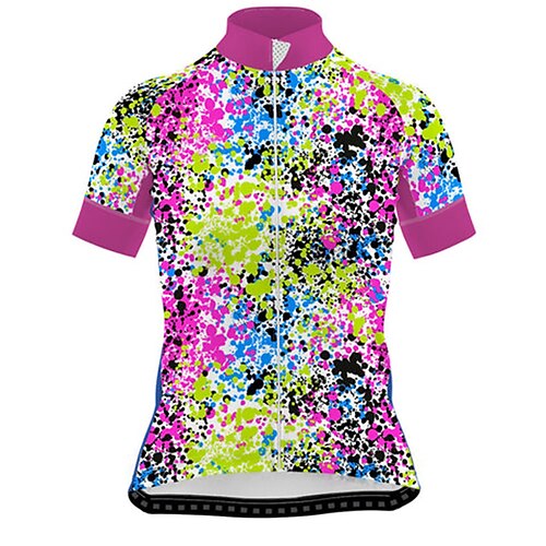 

21Grams Women's Cycling Jersey Short Sleeve Bike Jersey Top with 3 Rear Pockets Mountain Bike MTB Road Bike Cycling Breathable Quick Dry Moisture Wicking Green Graffiti Spandex Polyester Sports