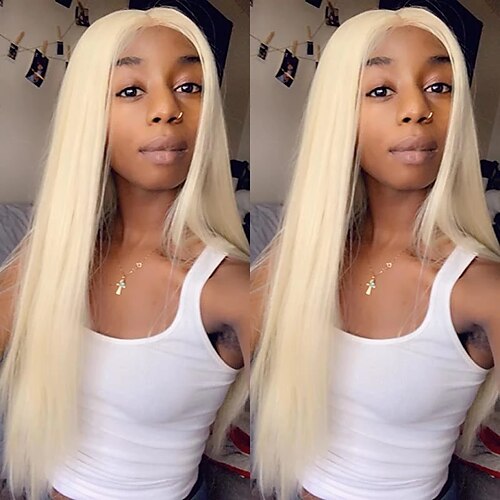

Synthetic Wig Straight Middle Part Machine Made Wig 26 inch Synthetic Hair Women's Adjustable Color GradientHigh Quality Blonde