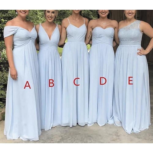 

A-Line Bridesmaid Dress V Neck Sleeveless Sexy Floor Length Chiffon with Ruching / Solid Color 2022 / Open Back