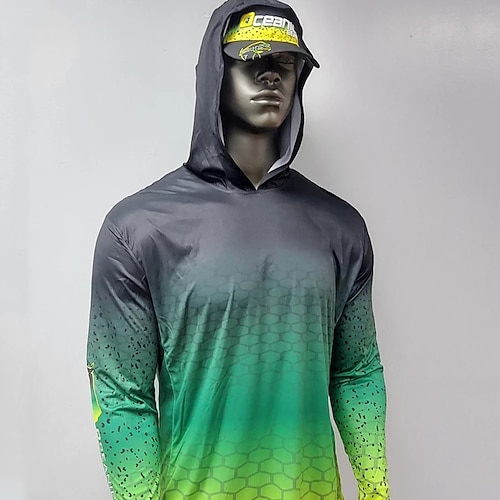 

Men's Fishing Shirt Hooded Outdoor Long Sleeve Windproof Rain Waterproof UV Protection Quick Dry Lightweight Top Spring, Fall, Winter, Summer Fishing Daily Wear Light Yellow Light Purple Dark Grey