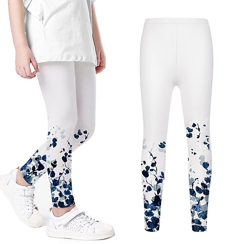 

Kids Girls' Pants Floral Active Outdoor 3-12 Years Fall White