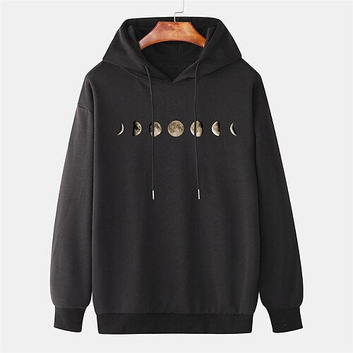 

Men's Hoodie Pullover Hoodie Sweatshirt Graphic Patterned Moon Daily Holiday Going out Hot Stamping Casual Streetwear Hoodies Sweatshirts White Black Gray