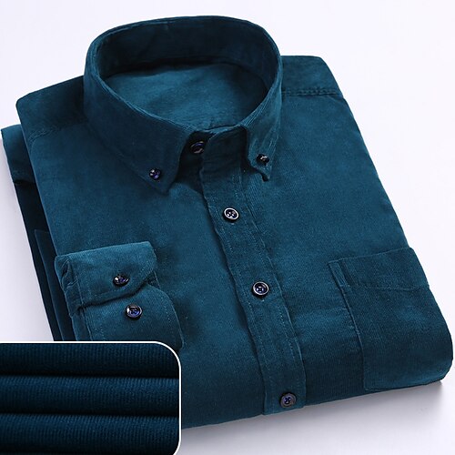 

Men's Shirt Solid Color Turndown Street Daily Button-Down Long Sleeve Tops Casual Fashion Comfortable Wine Blue-Green Orange / Beach