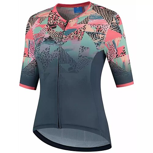 

21Grams Women's Cycling Jersey Short Sleeve Bike Jersey Top with 3 Rear Pockets Mountain Bike MTB Road Bike Cycling Breathable Quick Dry Moisture Wicking Jacinth Gray Leopard Spandex Polyester Sports