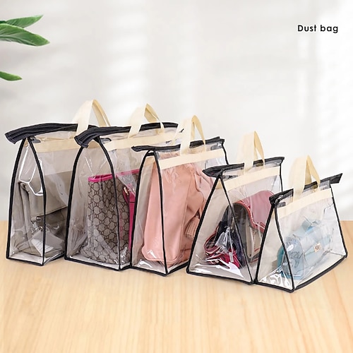 

Transparent Dust-Proof Storage Bag Organizer Non-Woven Clothes Storage Boxes Hanging Moisture-Proof Handbag Cover with Zipper