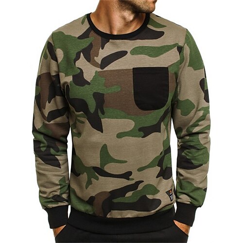 

Men's Zip Up Sweatshirt Pullover Graphic Patterned Camo / Camouflage Print Round Neck Daily Sports Streetwear 3D Print Casual Big and Tall Hoodies Sweatshirts Long Sleeve White Blue Army Green