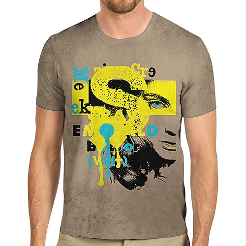

Men's T shirt Tee Hot Stamping Graphic Patterned Graffiti Crew Neck Casual Daily Print Short Sleeve Tops Lightweight Fashion Big and Tall Sports Brown / Summer