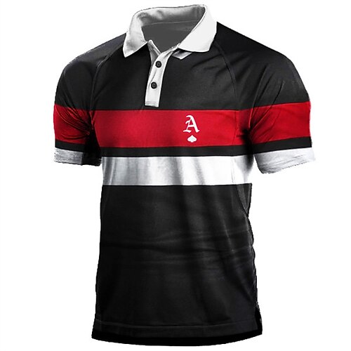 

Men's Collar Polo Shirt Golf Shirt Patchwork Turndown Black Outdoor Street Short Sleeve Button-Down Clothing Apparel Fashion Breathable Comfortable / Summer / Spring / Summer