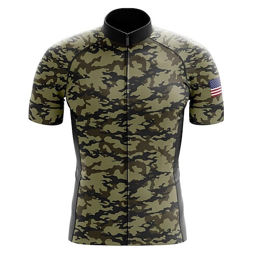 

21Grams Men's Cycling Jersey Short Sleeve Bike Top with 3 Rear Pockets Mountain Bike MTB Road Bike Cycling Breathable Quick Dry Moisture Wicking Reflective Strips Army Green Camo / Camouflage