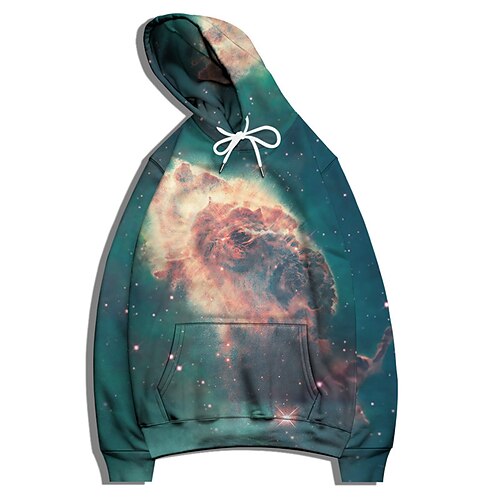 

Men's Pullover Hoodie Sweatshirt Graphic Patterned Print Hooded Daily Sports Streetwear 3D Print Casual Big and Tall Interstellar Hoodies Sweatshirts Long Sleeve Green / Spring / Summer