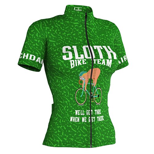

21Grams Women's Cycling Jersey Short Sleeve Bike Top with 3 Rear Pockets Mountain Bike MTB Road Bike Cycling Breathable Quick Dry Moisture Wicking Green Sloth Spandex Polyester Sports Clothing Apparel