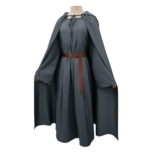 

The Lord of the Rings Gandalf Costume Women's Movie Cosplay Gray Dress Cloak Hat Carnival Masquerade Polyester / Cotton / Waist Belt / Waist Belt