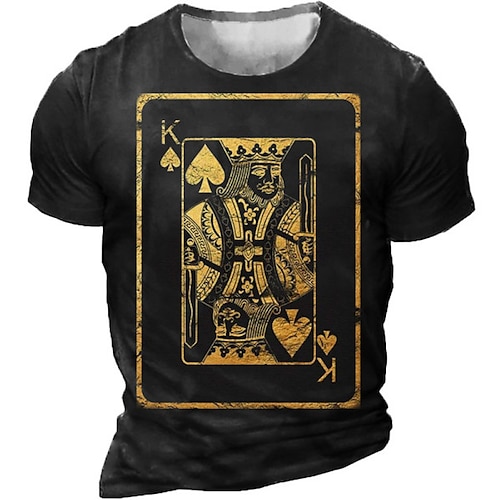 

Men's Unisex T shirt Tee 3D Print Graphic Patterned Poker Crew Neck Street Daily Print Short Sleeve Tops Designer Casual Vintage Big and Tall Black / Summer / Summer