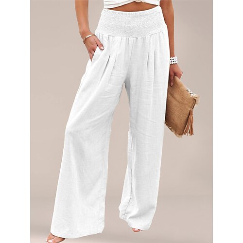 

Dame lounge Bukser Nattlig Ren farge Mote Komfort Hjem Gate Polyester Shorts Vår Sommer Grønn Hvit