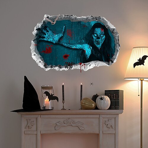 

3D Halloween Floor Wall Decals, Removable Ghost Halloween Wall Stickers Decorations, Scary Halloween Decals for Walls Decor Decorations for Bedroom, Halloween Window Clings for Glass Windows