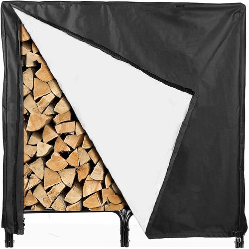 

Black Firewood Rack Dust Cover Heavy Duty Waterproof 210d Oxford Log Rack Cover Storage Bag Rack Cover For Outdoor