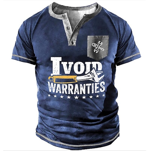 

Men's Henley Shirt Tee T shirt Tee 3D Print Graphic Patterned Letter Plus Size Henley Daily Sports Button-Down Print Short Sleeve Tops Designer Basic Casual Classic Blue / Summer
