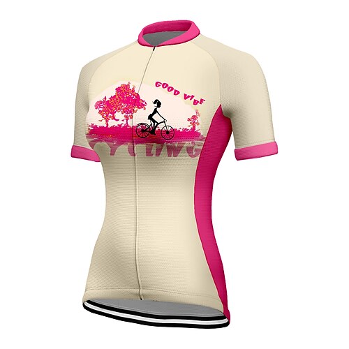 

21Grams Women's Cycling Jersey Short Sleeve Bike Top with 3 Rear Pockets Mountain Bike MTB Road Bike Cycling Breathable Quick Dry Moisture Wicking Yellow Graphic Patterned Spandex Polyester Sports