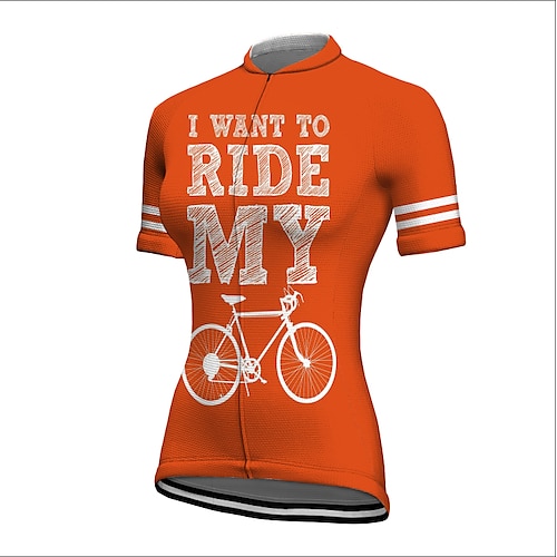 

21Grams Women's Cycling Jersey Short Sleeve Bike Jacket Tracksuit Jersey with 3 Rear Pockets Mountain Bike MTB Road Bike Cycling Breathable Quick Dry Reflective Strips Orange Graphic Patterned Animal