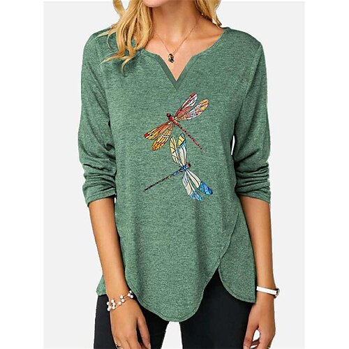 

Women's T shirt Tee Rainbow Cat Casual Daily Going out T shirt Tee Half-Sleeve Ruffle Basic Essential Green Blue Purple S