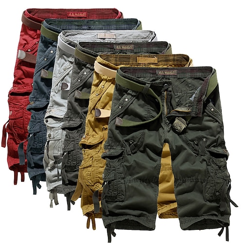 

Men's Stylish Streetwear Cargo Shorts Leg Drawstring Multiple Pockets Calf-Length Pants Casual Daily Inelastic Solid Colored Breathable Outdoor Mid Waist ArmyGreen Wine Khaki Dark Gray Navy Blue 29