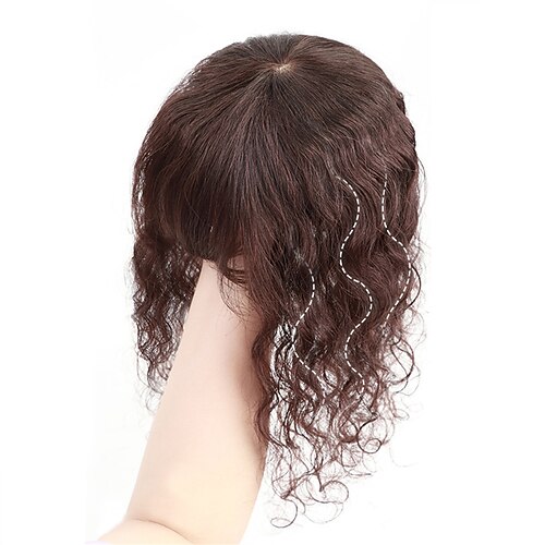 

Real Hair Wig Female Real Hair Curly Hair Top Cover White Hair Light Breathable Air Bangs Replacement Piece