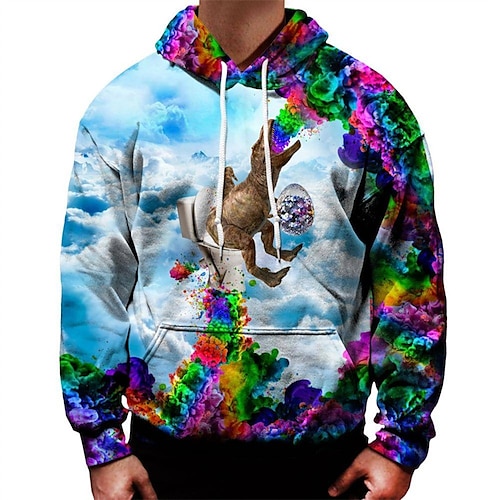 

Men's Unisex Pullover Hoodie Sweatshirt Graphic Prints Animal Print Daily Sports 3D Print Designer Casual Hoodies Sweatshirts Light Blue