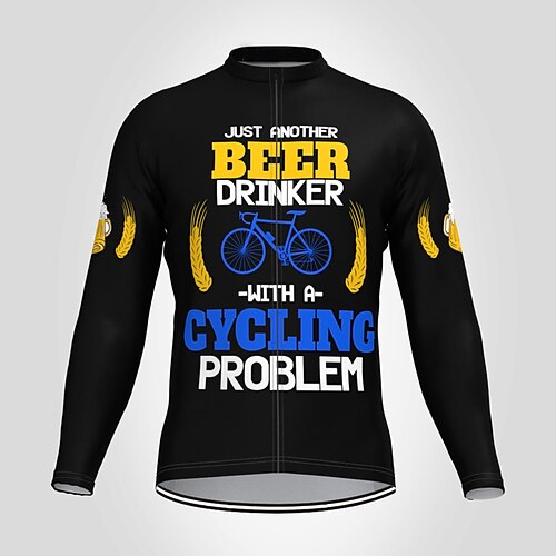

21Grams Men's Cycling Jersey Long Sleeve Bike Top with 3 Rear Pockets Mountain Bike MTB Road Bike Cycling Breathable Quick Dry Moisture Wicking Reflective Strips Black Polyester Spandex Sports