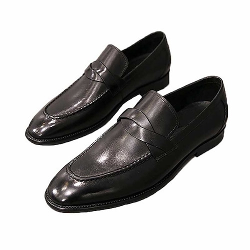 

Herren Loafer Slip On Karree Schuhe Übergrössen Klassisch Britisch Outdoor Täglich PU Schwarz Braun Frühling Herbst