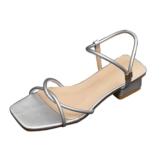 

Women's Sandals Block Heel Open Toe Elegant Sweet Daily Office Faux Leather Loafer Spring Summer Solid Colored Almond White Rosy Pink