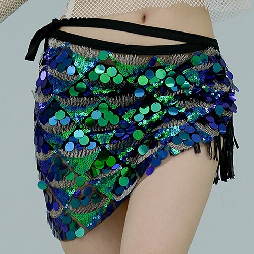 

Women's Fashion Skirts Carnival Performance Solid Colored Sequins Green Pink Gold One-Size / Tassel Fringe / Asymmetrical