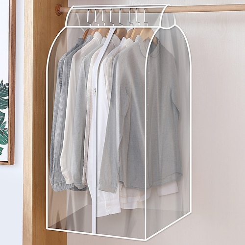 

1 Pc Fully Transparent Dust Cover for Clothes Transparent Hanging Type Household Wardrobe Coat Cover Long Hanging Pocket