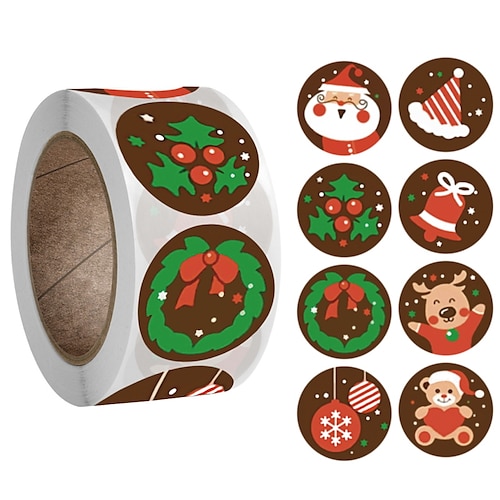 

3 Rolls Santa Claus Christmas Tree Christmas Bell Stickers for Student Notebook Planners Waterproof Self-adhesive Aesthetic for Women Men Girls