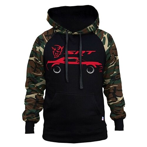 

Men's Pullover Hoodie Sweatshirt Graphic Patterned Camouflage Color Block Patchwork Daily Sports Streetwear 3D Print Casual Big and Tall Hoodies Sweatshirts Black