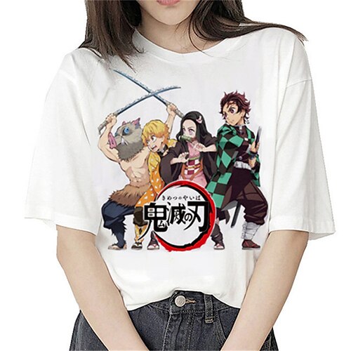 

Kids Girls' T shirt Anime Outdoor 3D Print Short Sleeve Crewneck Active 3-12 Years Spring Black White