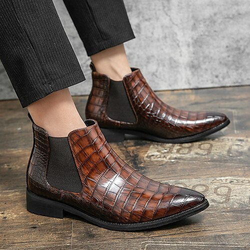 

Men's Loafers Slip-Ons Casual Classic Daily Office Career PU Booties / Ankle Boots Black Brown Fall Spring