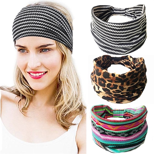 

Bohemian Style Printed Elastic Sports Hairband Ladies Wide-brimmed Headwrap Sport Athletic Beach Hair Accessories for Women and Girls Headband Cotton Turban Headdress