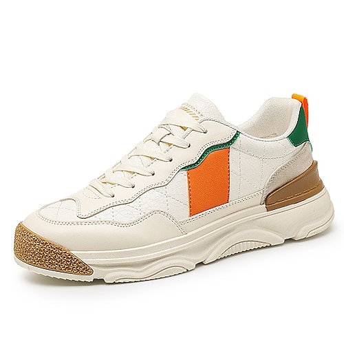 

Men's Sneakers Comfort Shoes Casual Athletic Walking Shoes PU Yellow Orange Spring