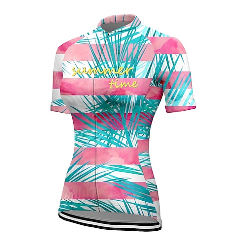 

21Grams Women's Cycling Jersey Short Sleeve Bike Top with 3 Rear Pockets Mountain Bike MTB Road Bike Cycling Breathable Quick Dry Moisture Wicking Rosy Pink Stripes Floral Botanical Spandex Polyester