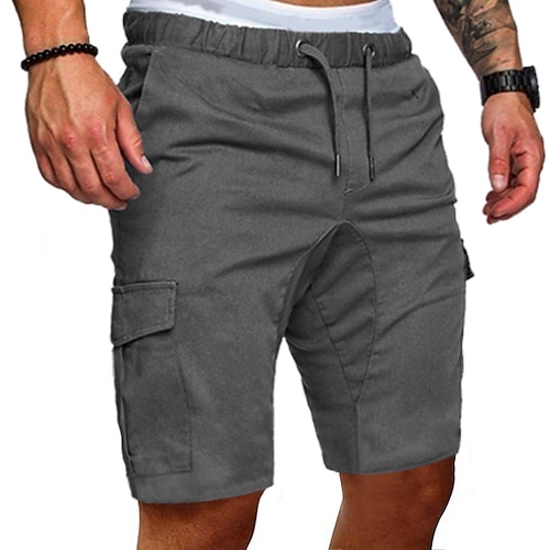 

Men's Casual Shorts Shorts Bermuda shorts Elastic Waistband Drawstring with Side Pocket Short Pants Daily Sports Inelastic Solid Colored Outdoor Sports Mid Waist Slim ArmyGreen Black Khaki Light Grey