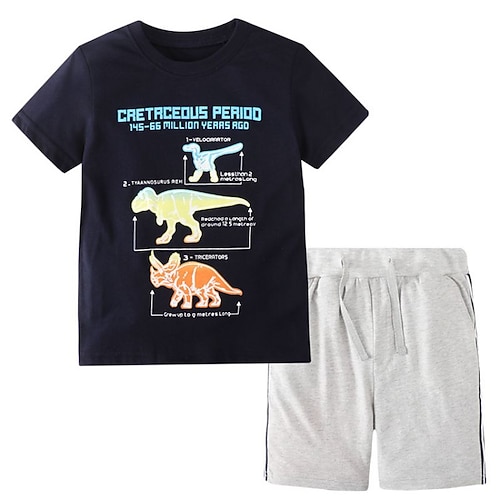 

Kids Boys T-shirt Shorts Clothing Set 2 Pieces Short Sleeve Black Blue Gray Cartoon Street Outdoor Active Daily Regular 2-8 Years