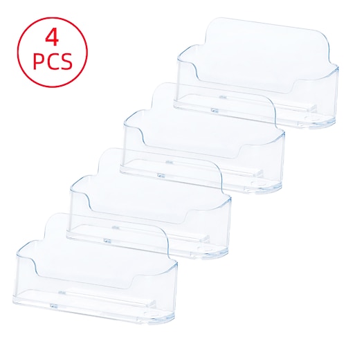 

4PCS Clear Plastic Business Card HolderAcrylic Business Card Display for Desk Business Card Stand