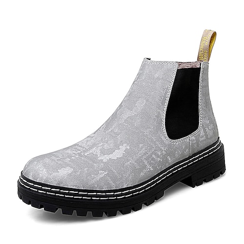 

Herren Stiefel Chelsea-Stiefel Casual Britisch Täglich PU Stiefeletten / Stiefeletten Silber Schwarz Weiß Winter Herbst