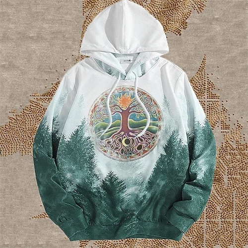 

Men's Unisex Pullover Hoodie Sweatshirt Tribal Graphic Prints Print Daily Sports 3D Print Designer Casual Hoodies Sweatshirts Green