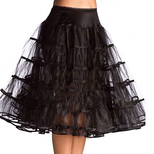 

Women's Skirt Swing Knee-length Organza White Black Skirts Summer Layered Tulle Fashion Performance Vacation One-Size / Loose Fit